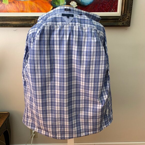 Tommy Hilfiger Men’s 16 1/2 Shirt Slim Fit Checkered Button Down Long Sleeves - Picture 7 of 9